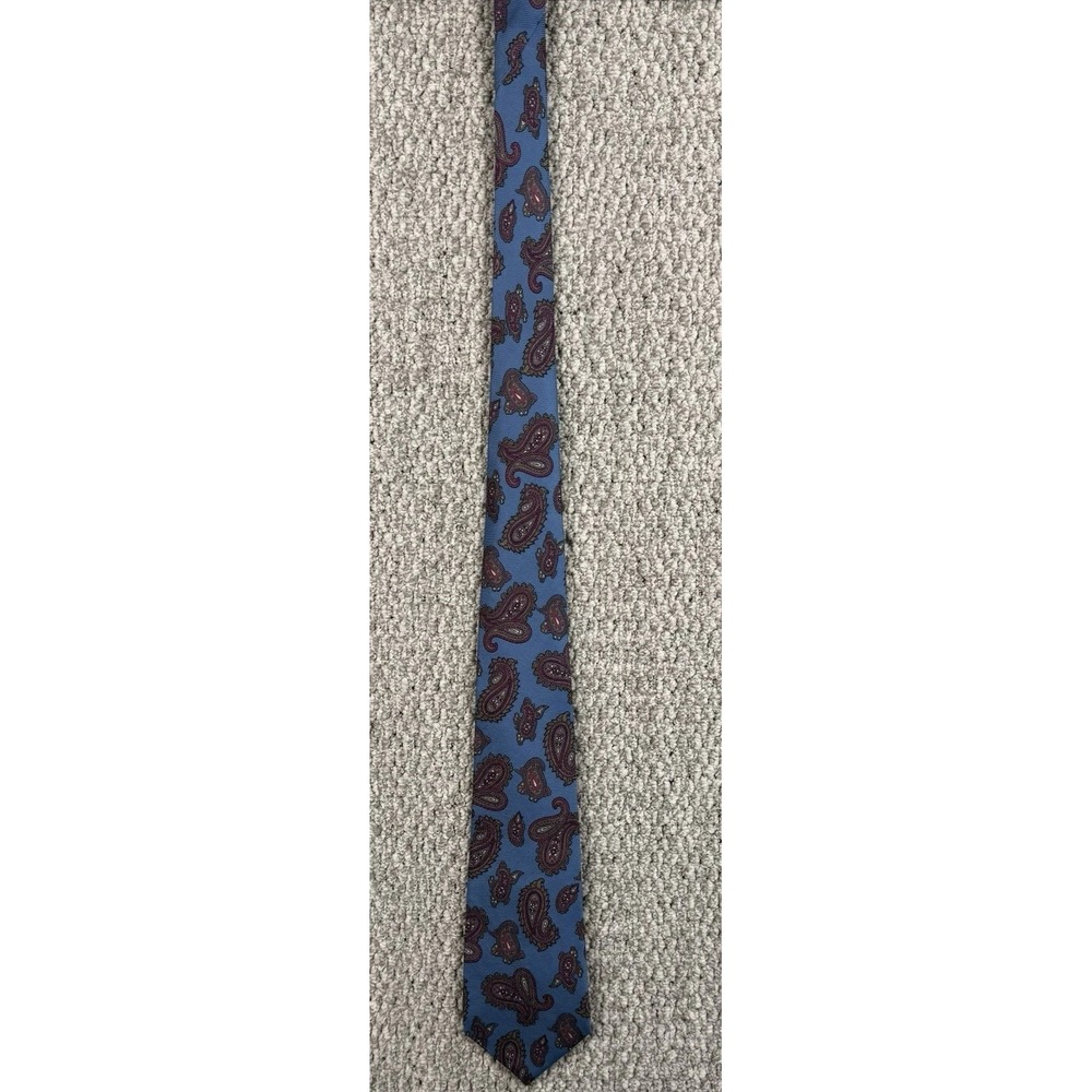 Vintage Kings Lynn Paisley Silk Tie Blue Pink USA Wide Retro Power Tie